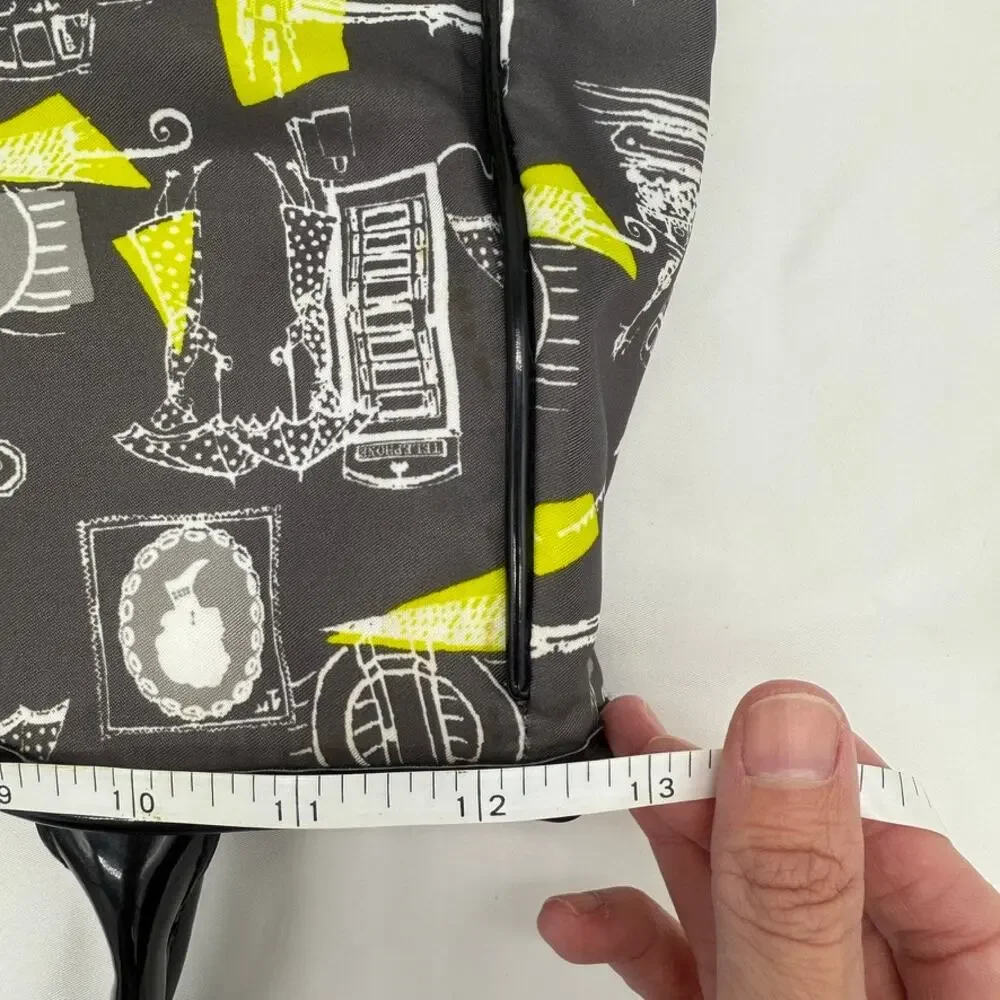 Lulu by Lulu Guinness London Print Tote Bag w/ Pouch Matching Black Yellow White - Picture 7 of 16